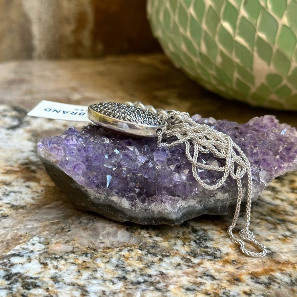 Lucky Brand Silver Chain Marcasite Pendant Necklce - Picture 7 of 9